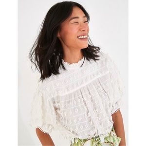 FARM Rio white fringe detail top